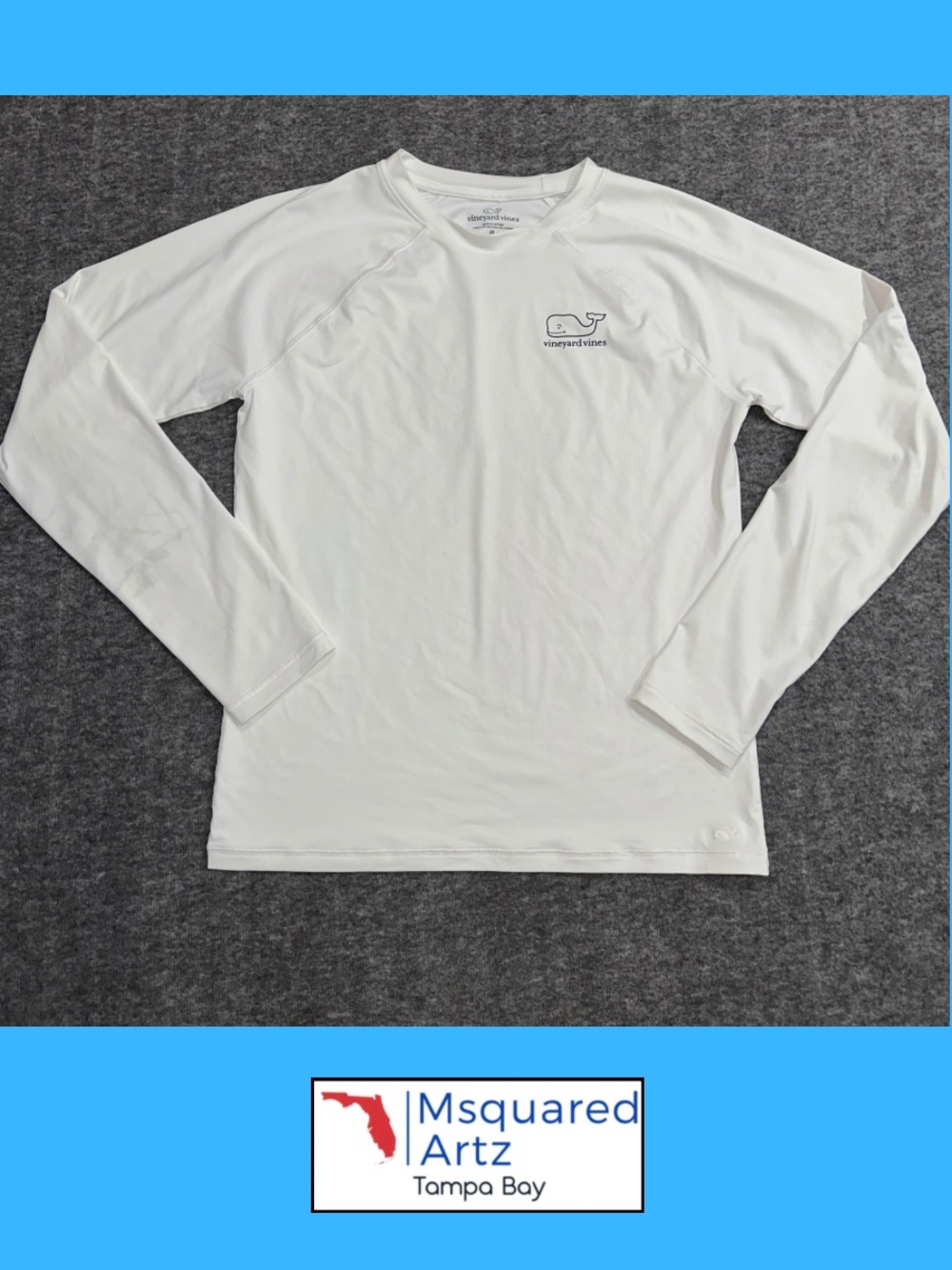 Vineyard Vines Women's XL White Long Sleeve Performance Whale Rash Guard Shirt